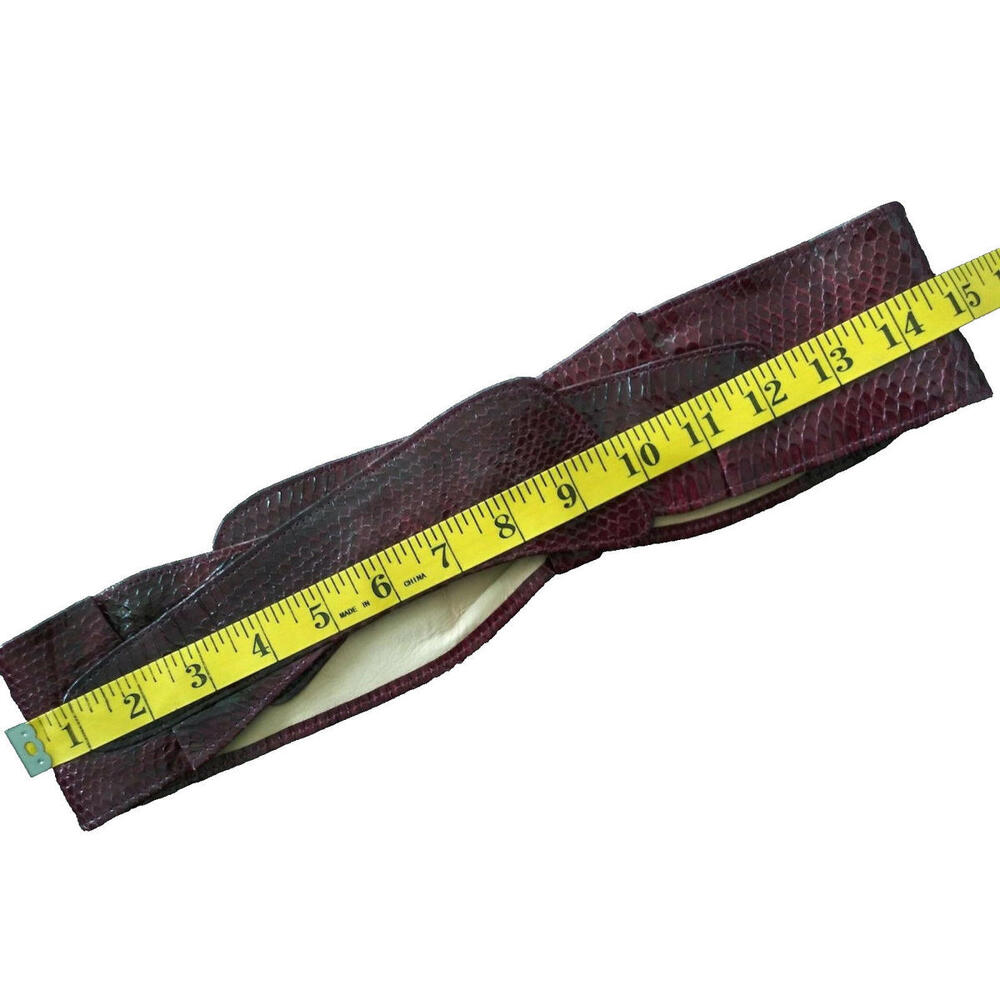 1970s Snake Cinch Waist Belt Dark Cherry Boho Genuine Snake Skin HANDMADE INDIA - Picture 6 of 12